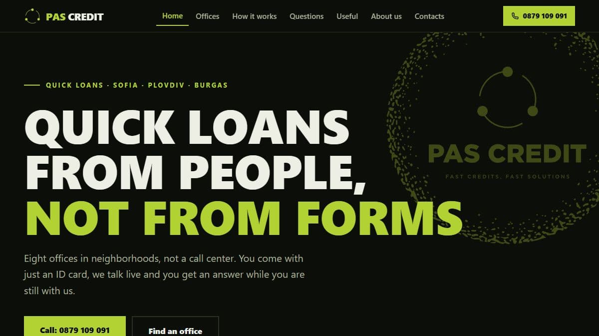 PAS Credit homepage